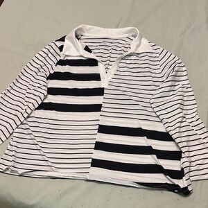 Andrew Marc Women's Polo with Black and White Stripes